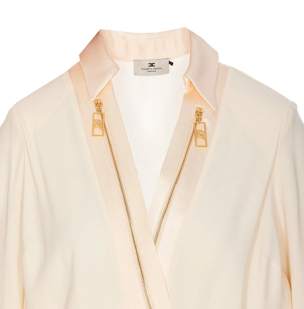 ELISABETTA FRANCHI Elisabetta Franchi Zip Detailed Georgette Satin Bodysuit Blouse 3