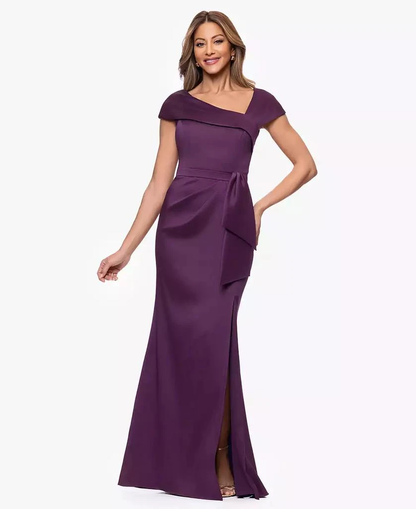 XSCAPE Women's Asymmetric Neck Short-Sleeve Gown
