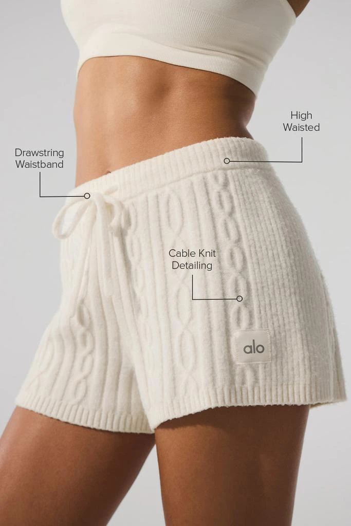 Alo Cable Knit Winter Bliss Short - Ivory 2