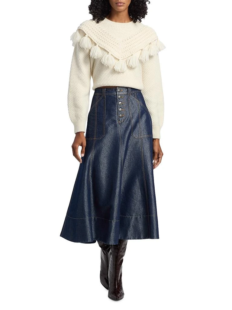 Cinq à Sept Benji Denim A-Line Midi-Skirt 2