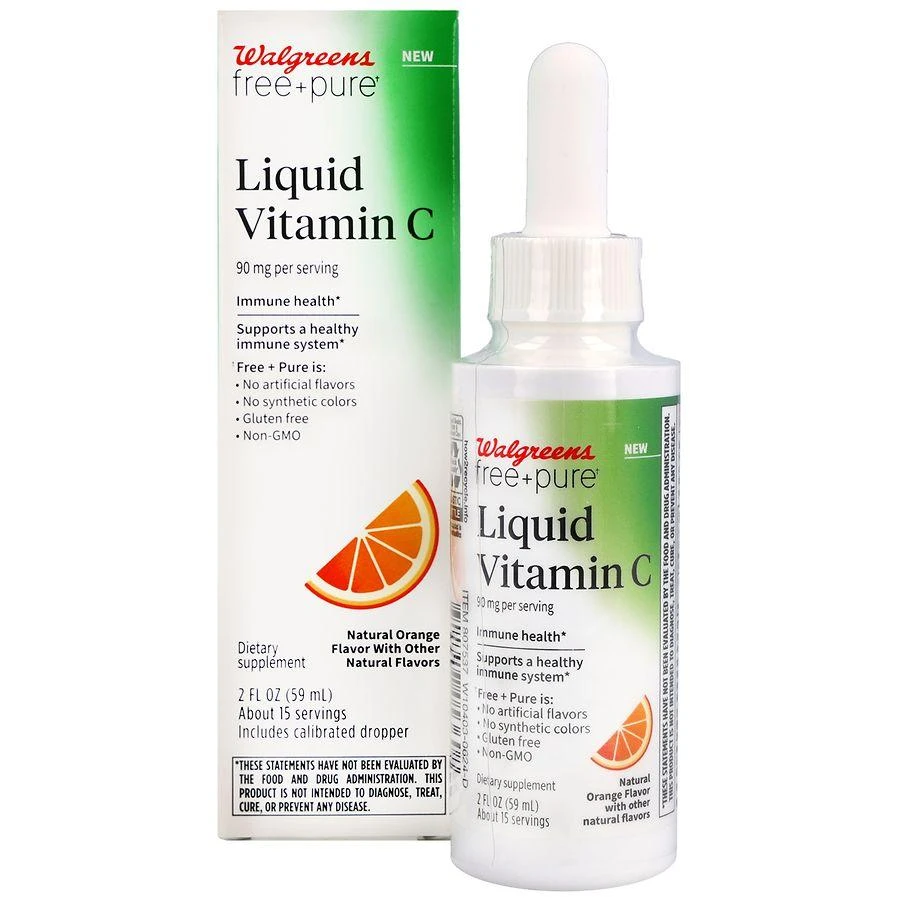Walgreens Free 
Pure Liquid Vitamin C 90 mg Natural Orange 3