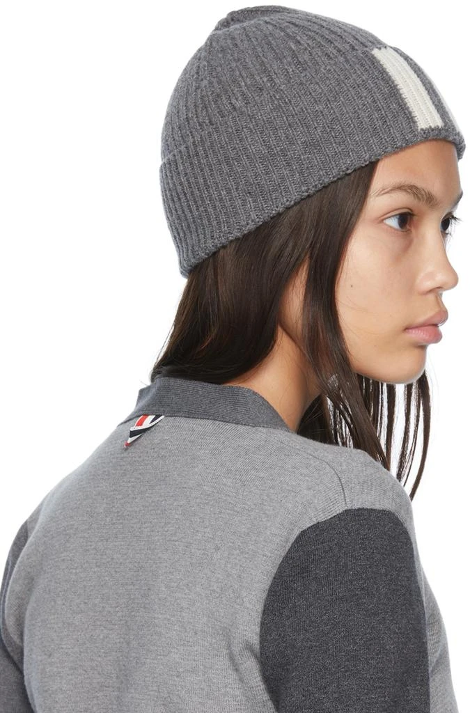 Thom Browne Gray Cashmere 4-Bar Beanie 3