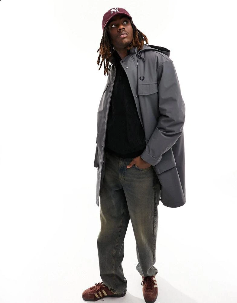 Fred Perry Fred Perry bonded parka coat in gunmetal grey 1