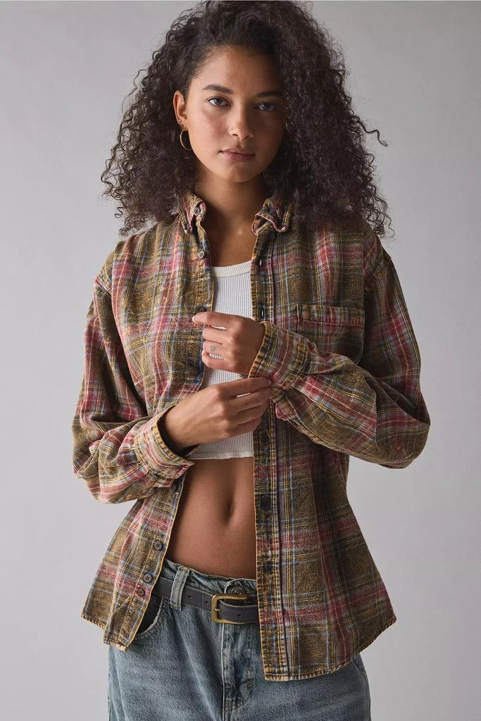 Vintage & ReMADE by UO ReMADE By UO Acid Washed Oversized Flannel Shirt 3