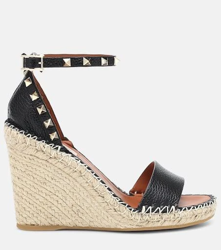 Valentino Valentino Garavani Rockstud leather wedge espadrilles 4