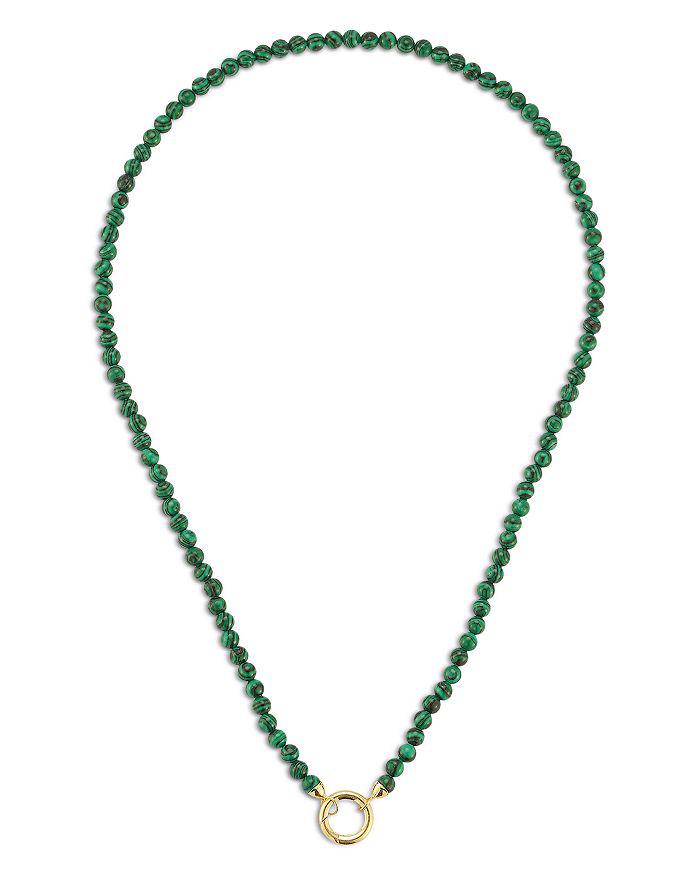 Moon & Meadow 14 Yellow Gold Malachite Beaded Clip Bale Pendant Necklace, 17"