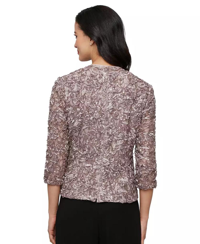 Alex Evenings Petite Square-Neck 3/4-Sleeve Lace Top