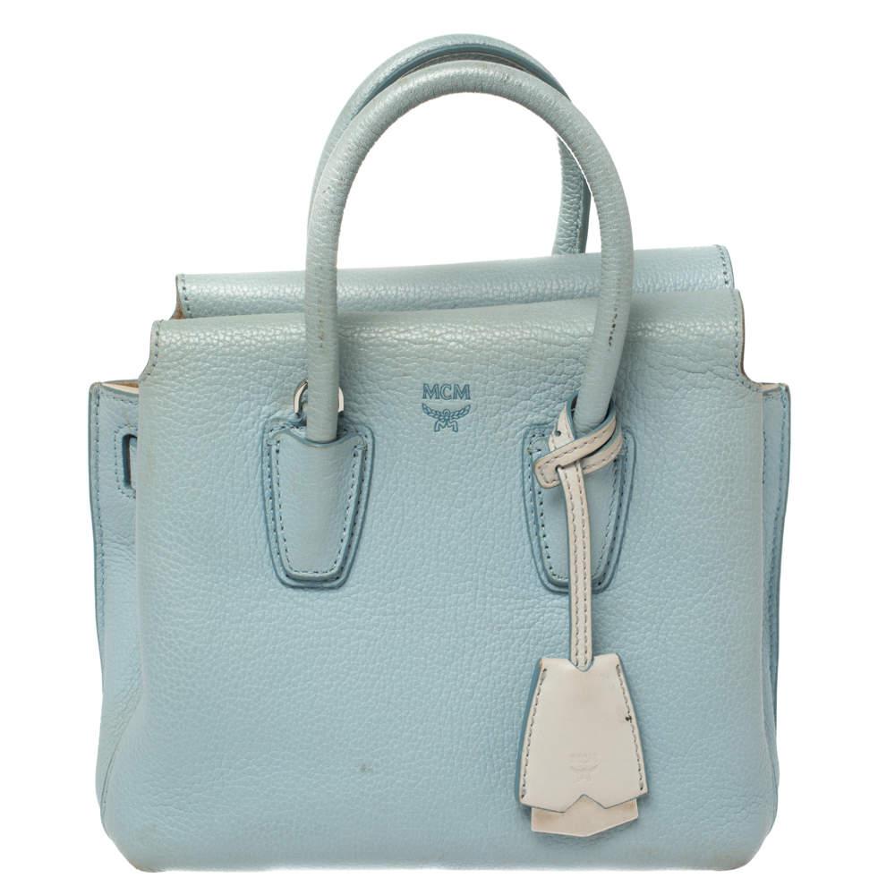 MCM MCM Blue Leather Mini Milla Tote
