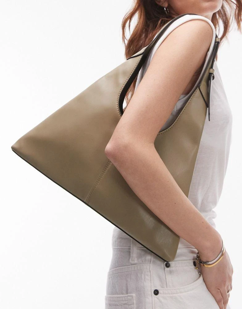 Topshop Topshop Sirius triangular shoulder bag in sage 1
