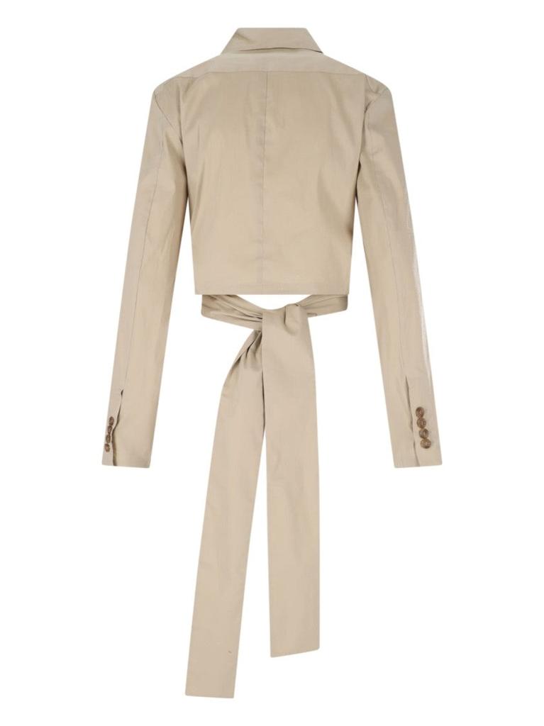 Eudon Choi Emil" Draped Crop Top – Beige
