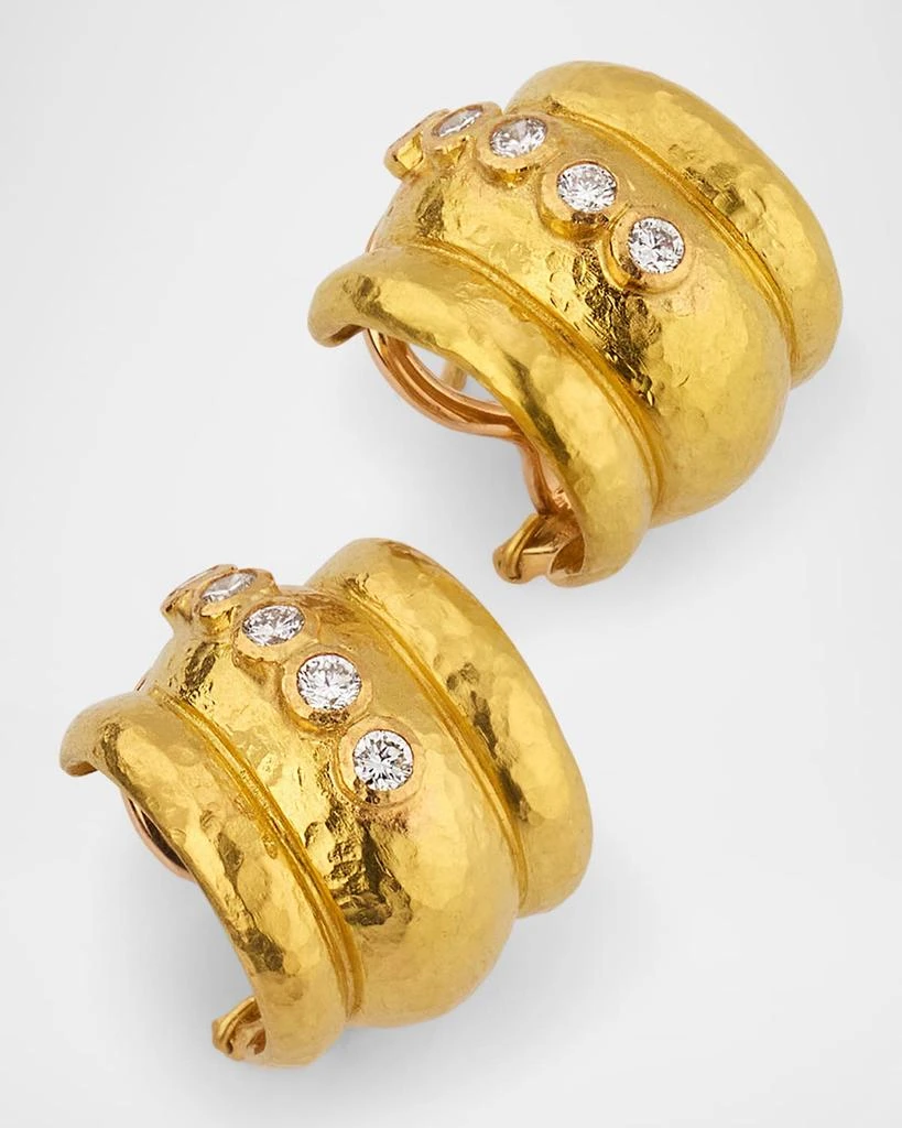 Elizabeth Locke 19K Amalfi Diamond Gold Huggie Earrings 3