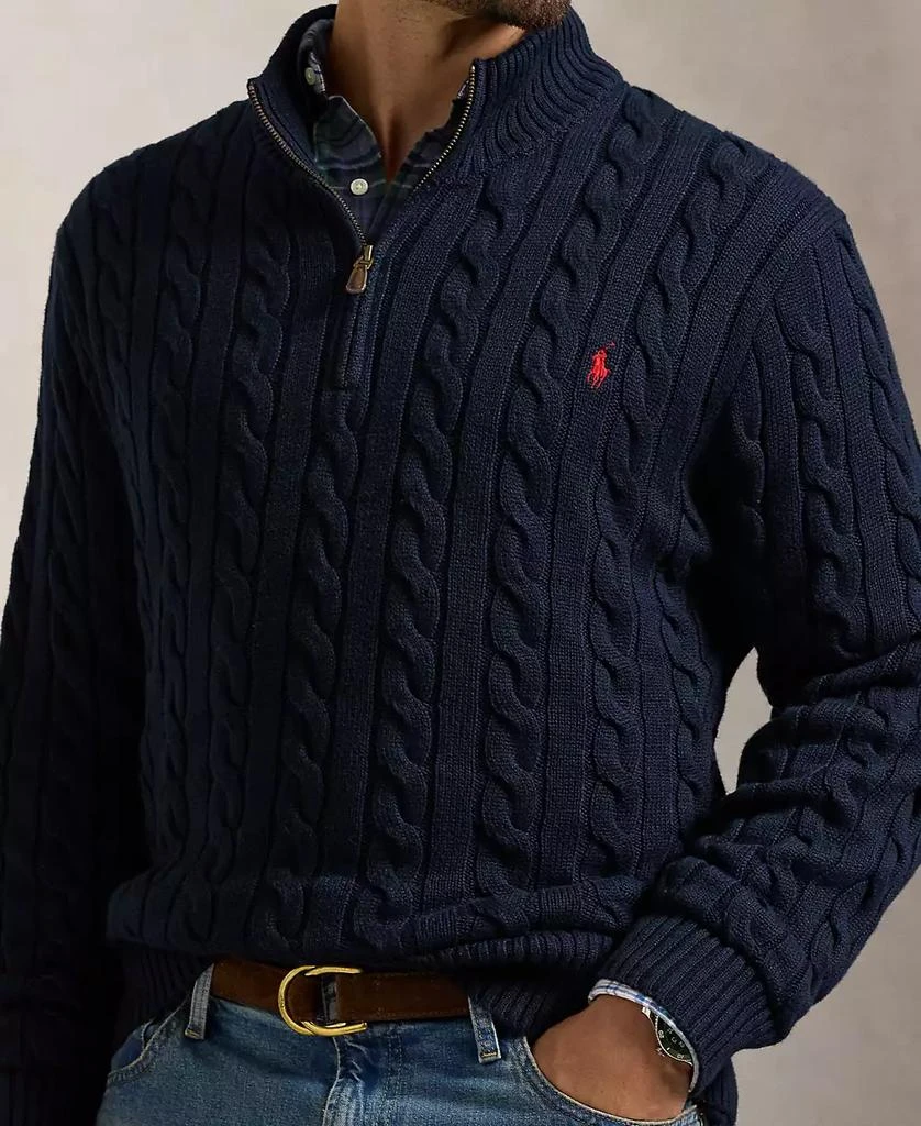 Ralph Lauren Men's Big & Tall Cable-Knit Cotton Quarter-Zip Sweater 9