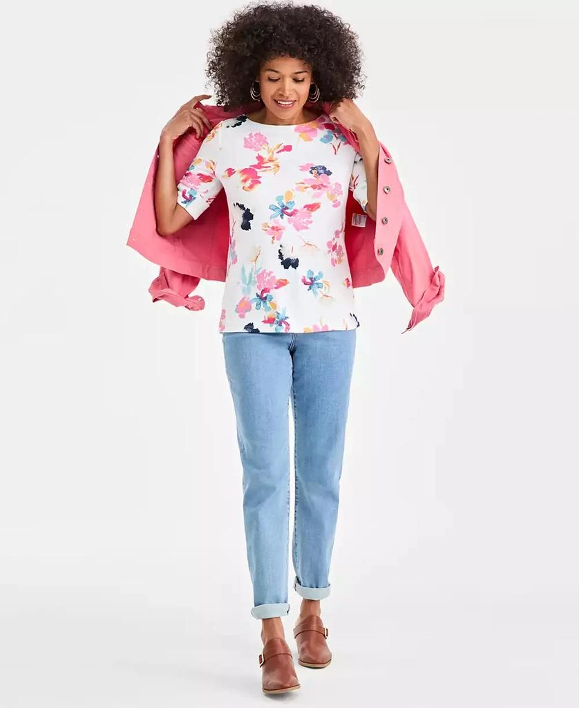 Style & Co Petite Elbow-Sleeve Floral Essence Top 2