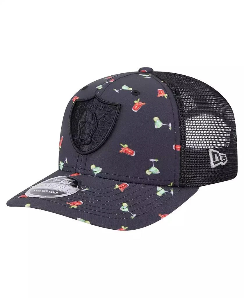 New Era Men's Navy/Black Las Vegas Raiders Adventure Drinks Pattern 9SEVENTY Stretch Snap Hat 1