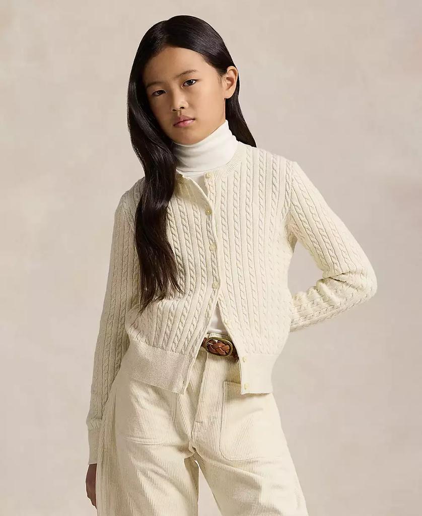 Ralph Lauren Girls 7-16 Metallic Cable Cotton-Blend Cardigan Sweater