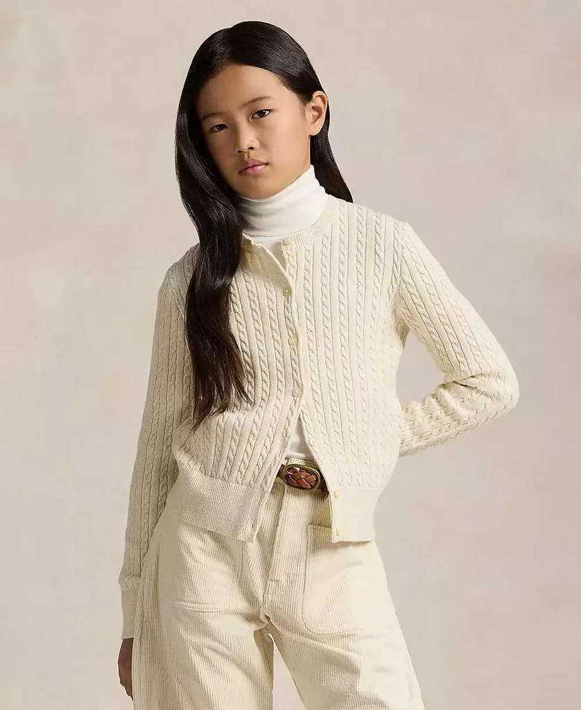 Ralph Lauren Girls 7-16 Metallic Cable Cotton-Blend Cardigan Sweater 1