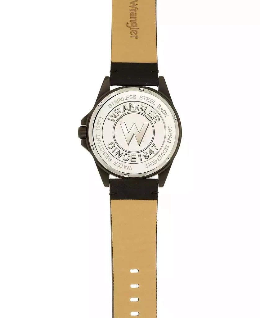 Wrangler Men's Black Faux Leather Strap Watch, 48MM 4