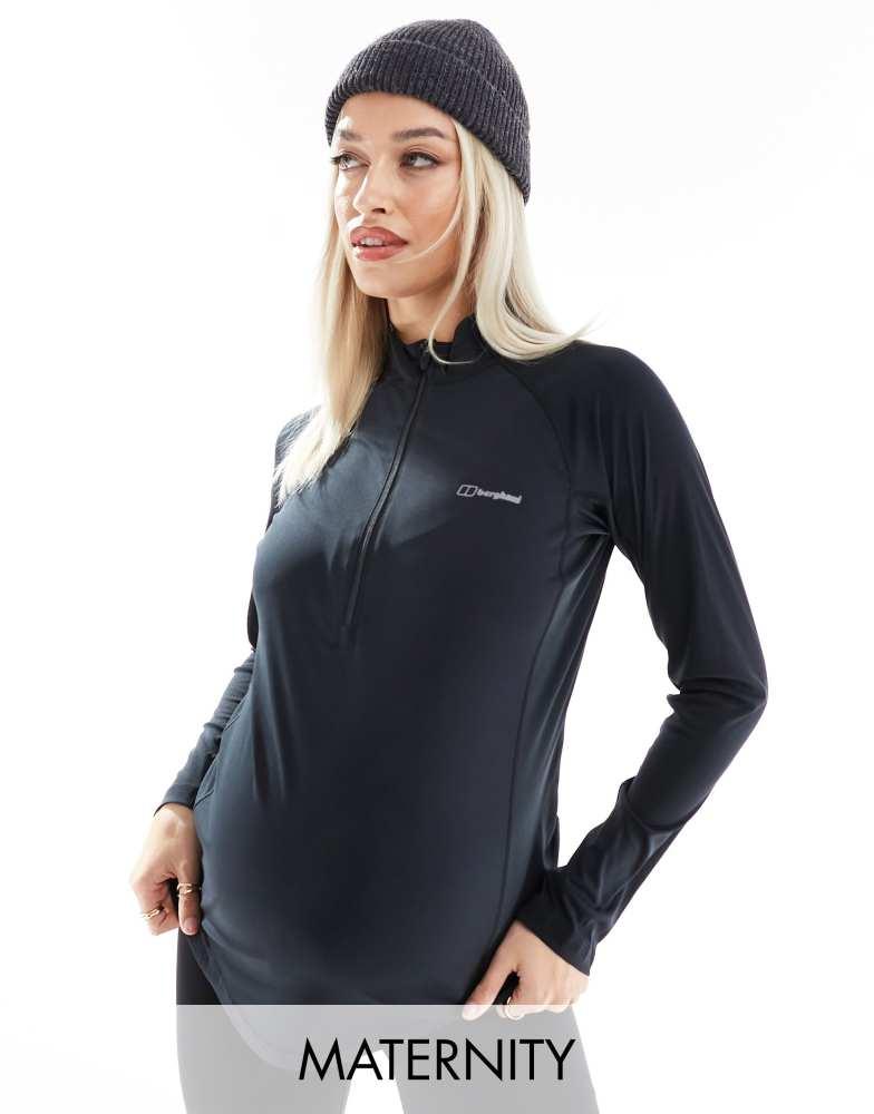 Berghaus Berghaus Maternity 24/7 half-zip long sleeve tech top in black
