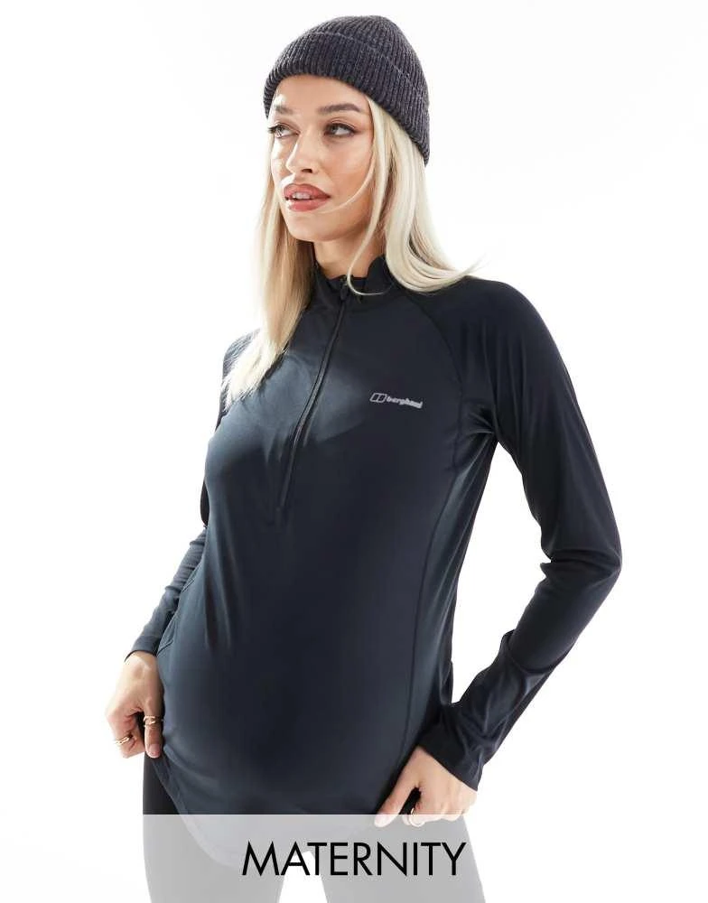 Berghaus Berghaus Maternity 24/7 half-zip long sleeve tech top in black 1