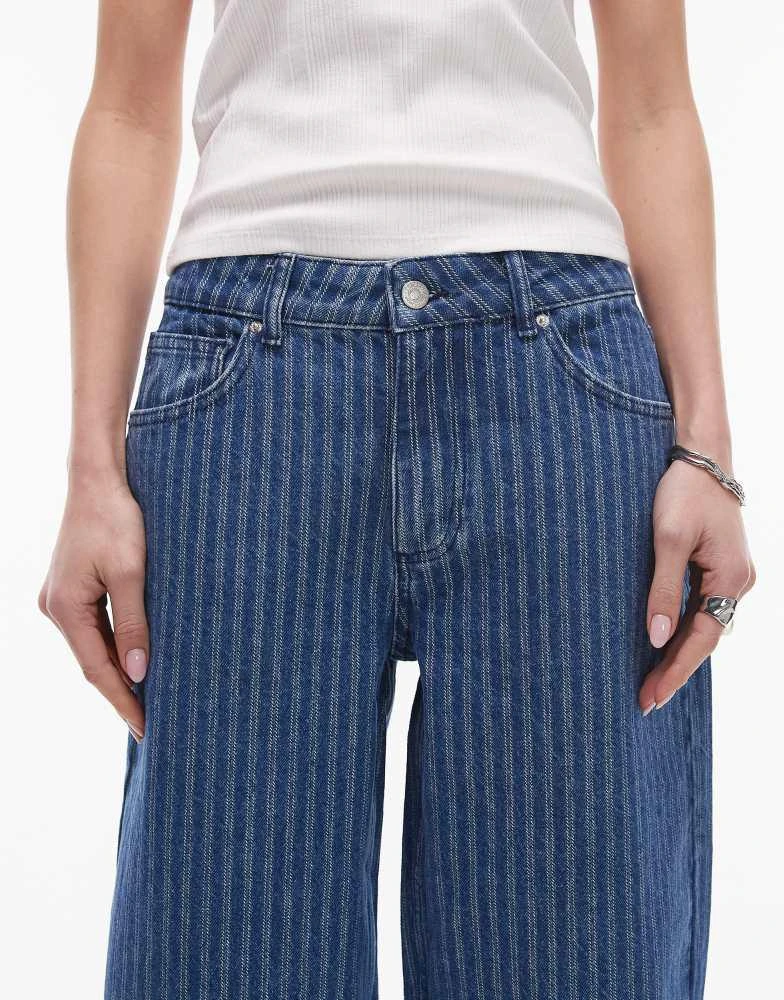 Topshop Topshop Cinch low rise relaxed jean in blue stripe 5
