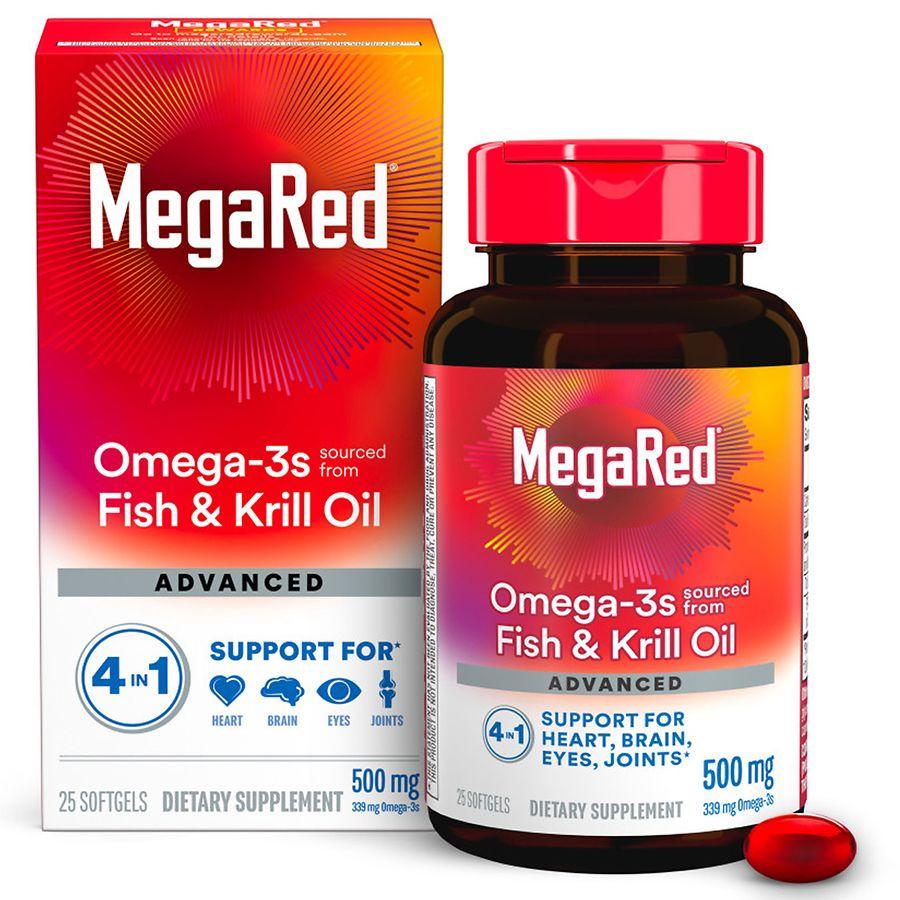 MegaRed Advanced 4 in 1 500 mg Concentrated Omega-3 Fish & Krill Oil Supplement