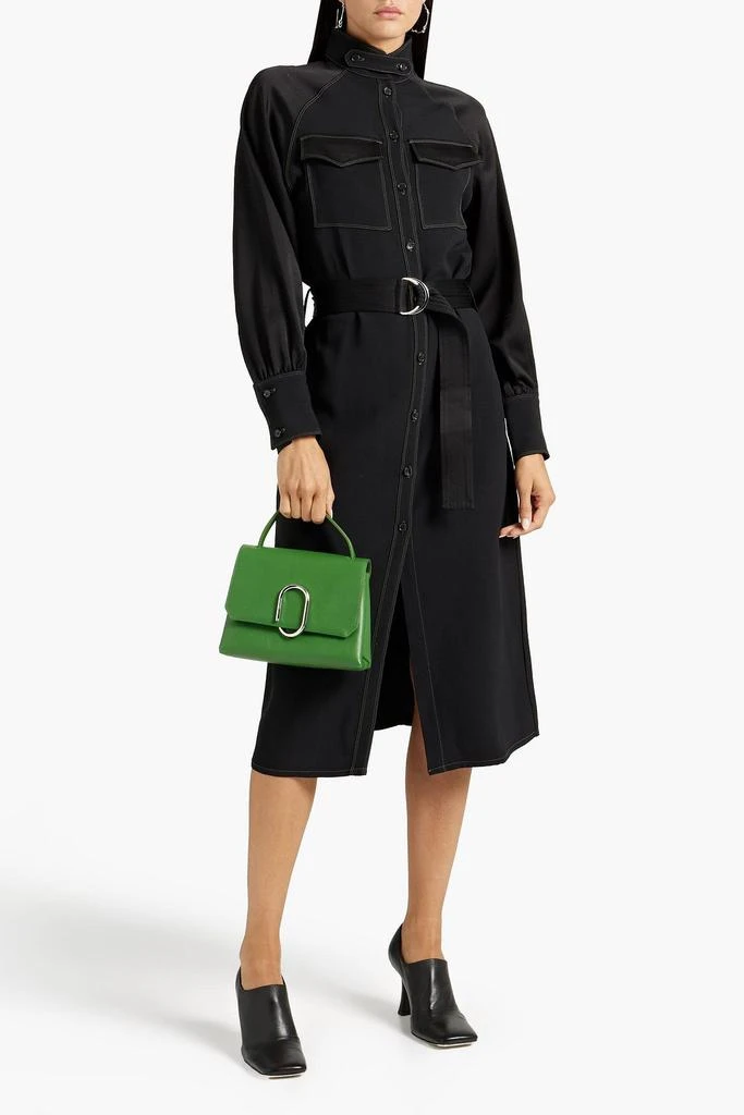 OFFICINE GÉNÉRALE Lolie belted satin-paneled crepe dress 2