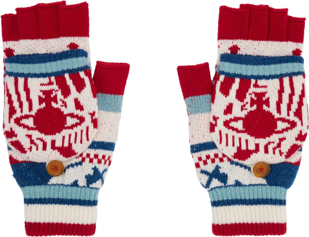Vivienne Westwood Red & White Fingerless Gloves
