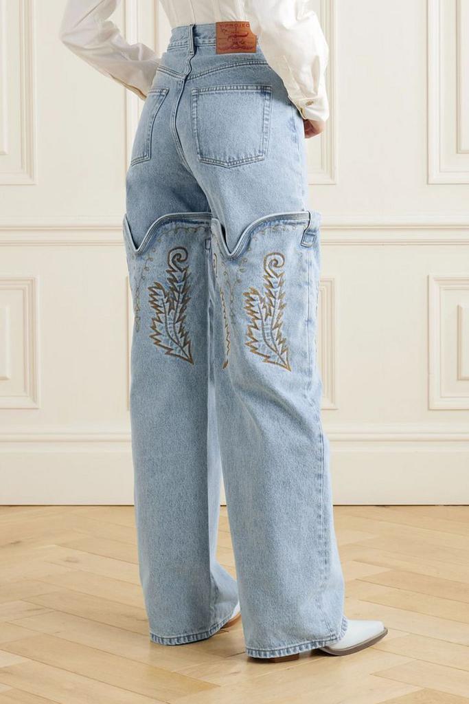 Y/Project Evergreen convertible embroidered wide-leg jeans