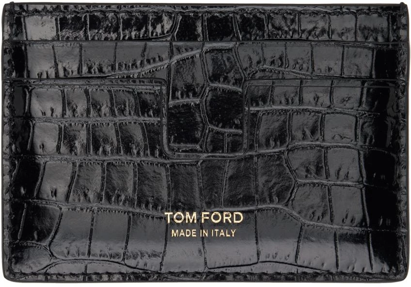 Tom Ford Black Printed Croc Card Holder 1
