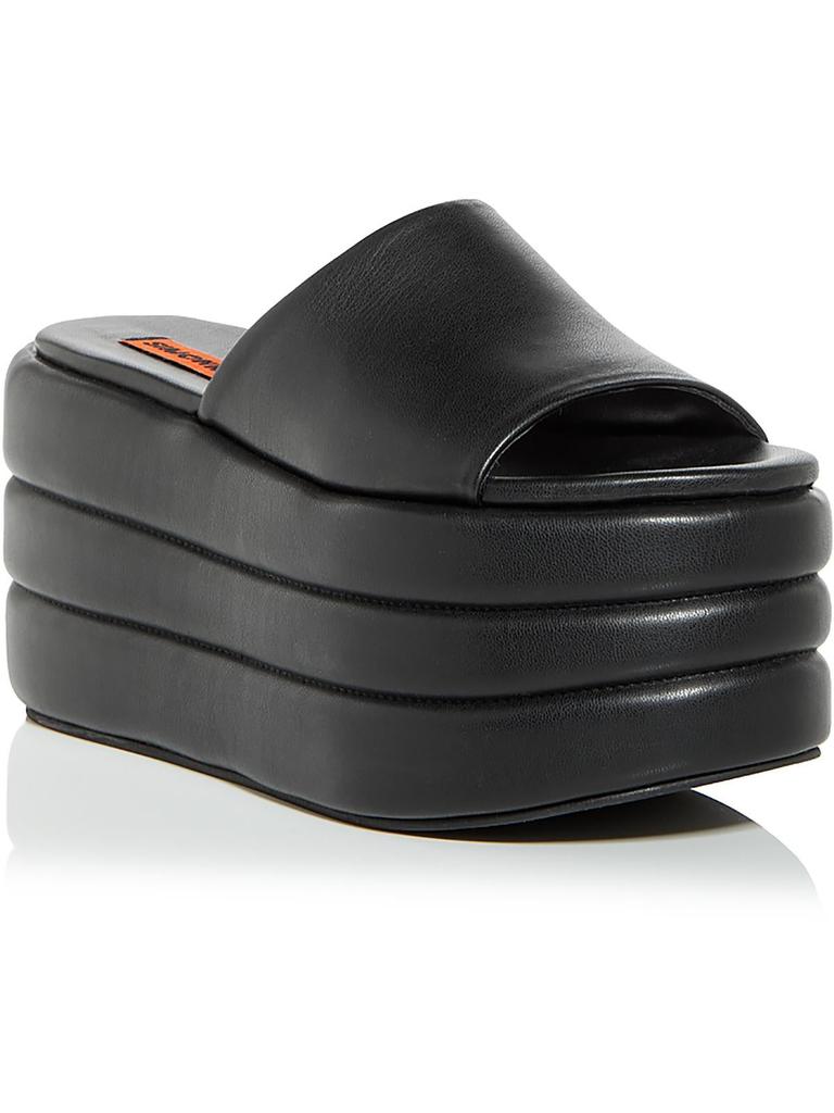 Simon Miller Womens Faux Leather Slide Platform Sandals