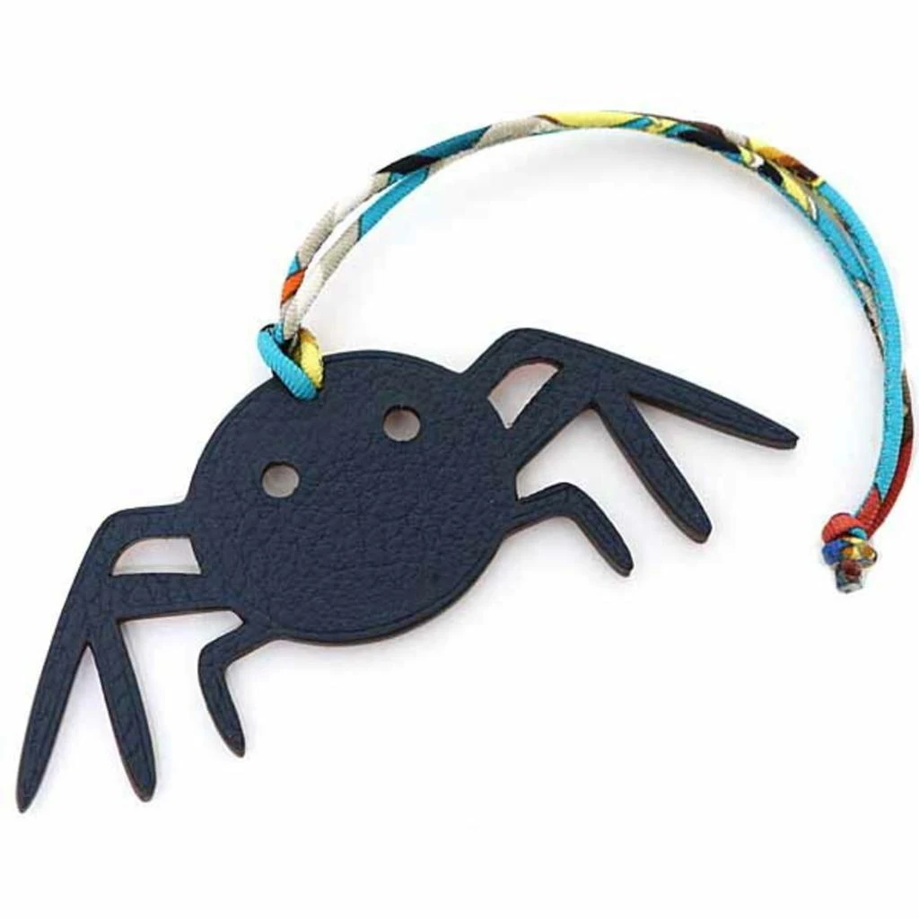 Hermes Navy Epsom Leather Silk Togo Leather Handbag Charm (Pre-Owned)