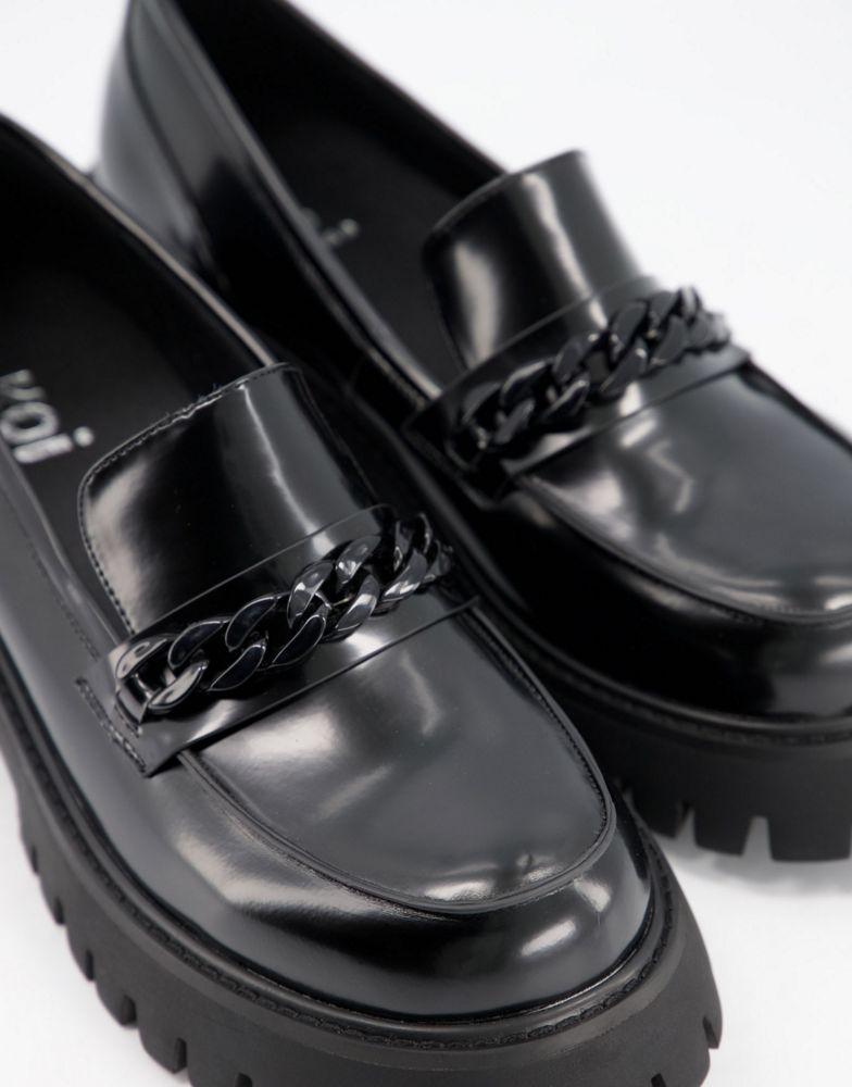 Koi Footwear Koi footwear chunky loafers with chain detail in black - BLACK