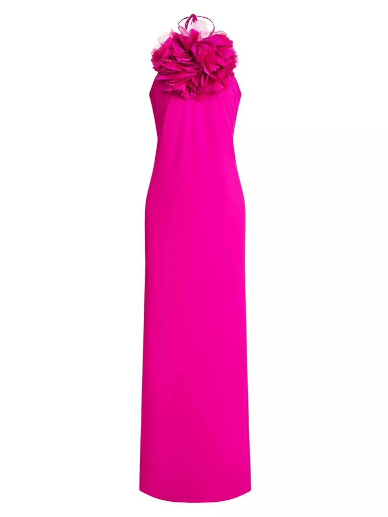 HALSTON Onika Floral Appliqué Halter Gown 1
