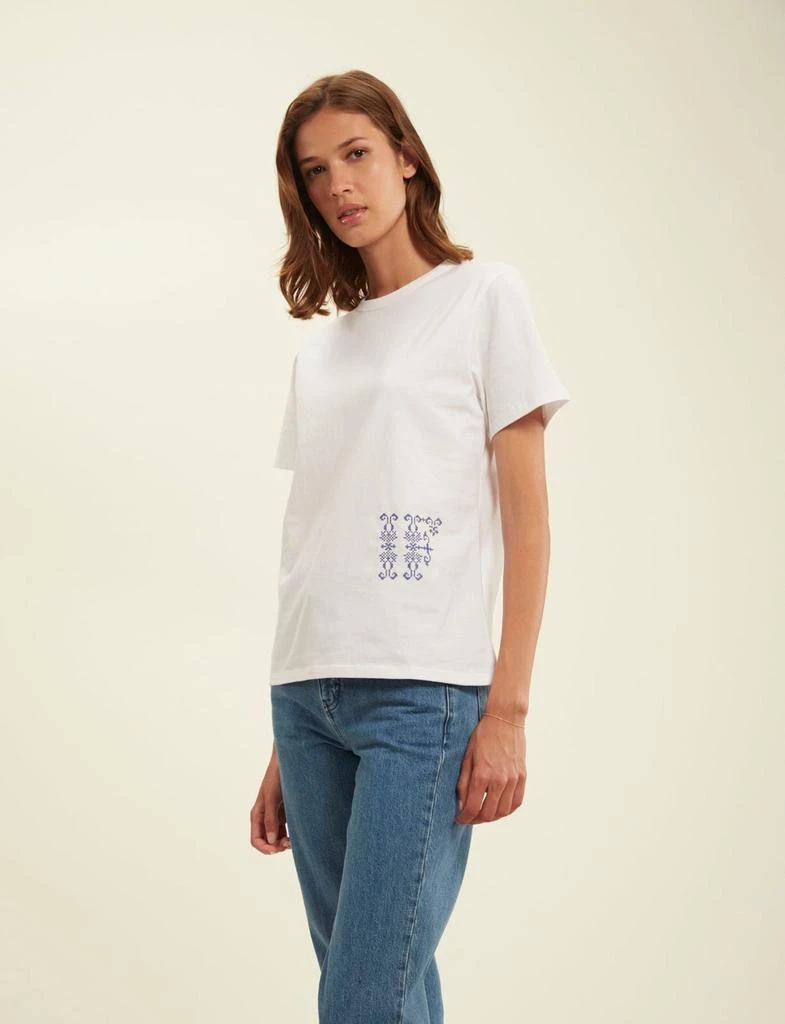 INES DE LA FRESSANGE PARIS Oscar white embroidered T-shirt 2