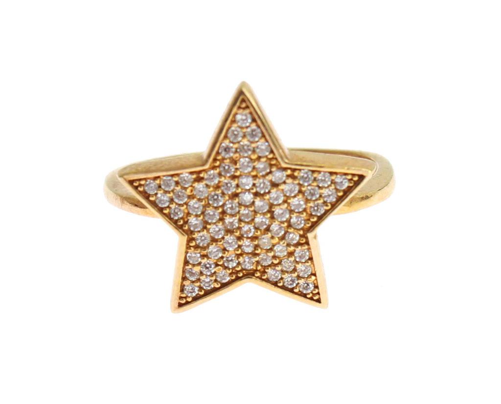 Nialaya Nialaya Star Gold 925 Silver Womens Clear Ring