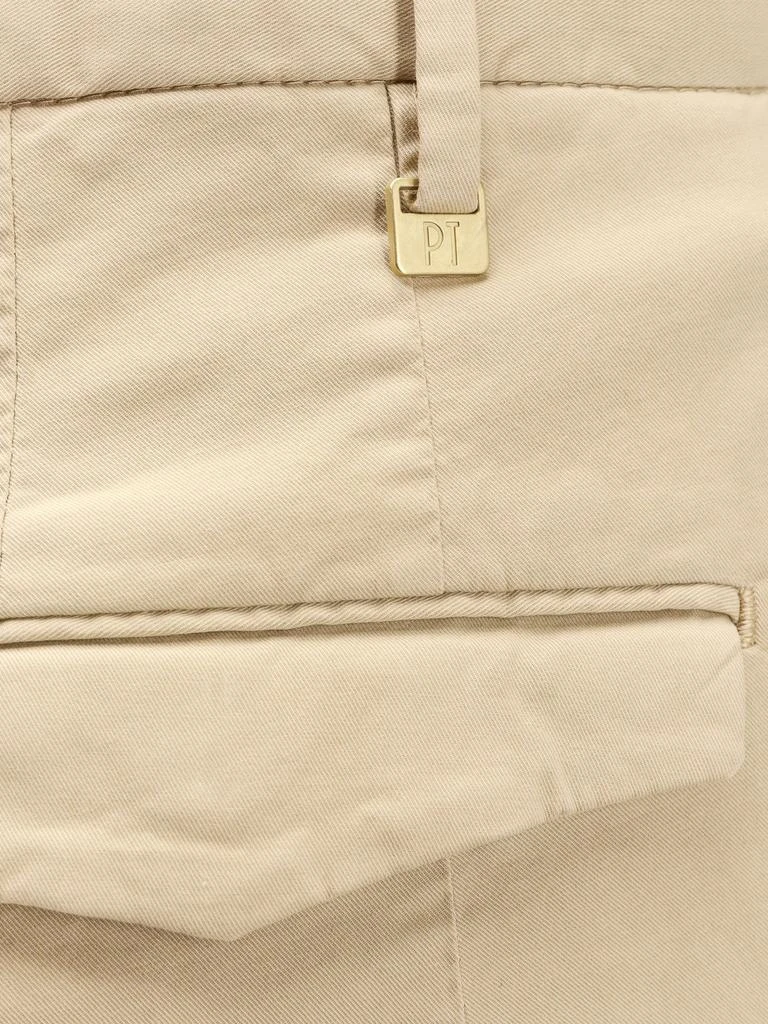 PT TORINO Stretch cotton trouser with logo metal charm 3