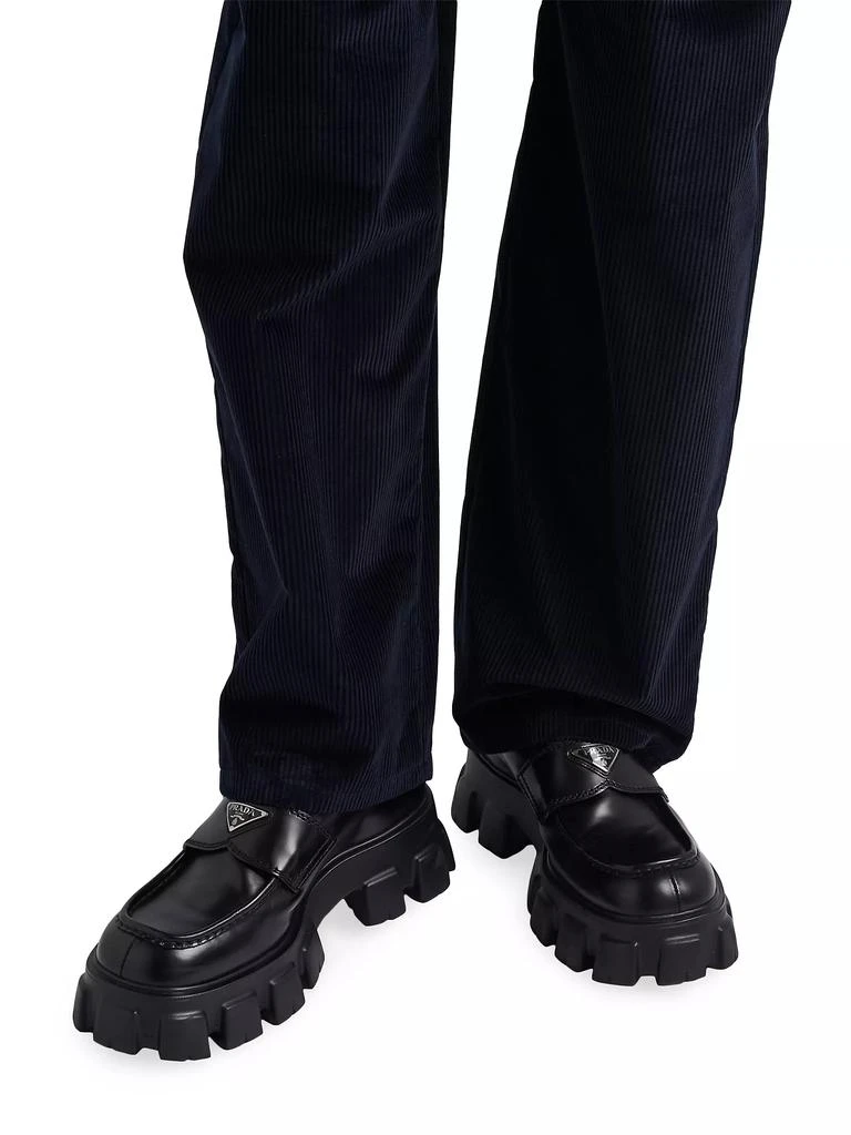 Prada Monolith Brushed Leather Loafers 2