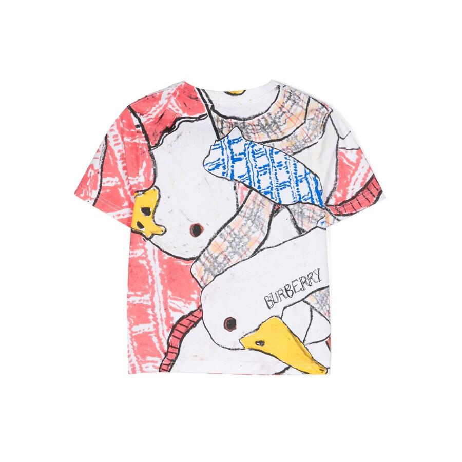Burberry Burberry Girls Goose Illustration Printed Cotton T