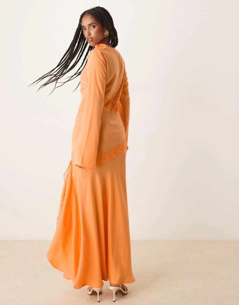 orange satin cowl neck dress KissProm