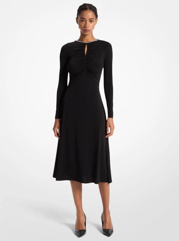 michael_kors Embellished Matte Jersey Keyhole Dress 1