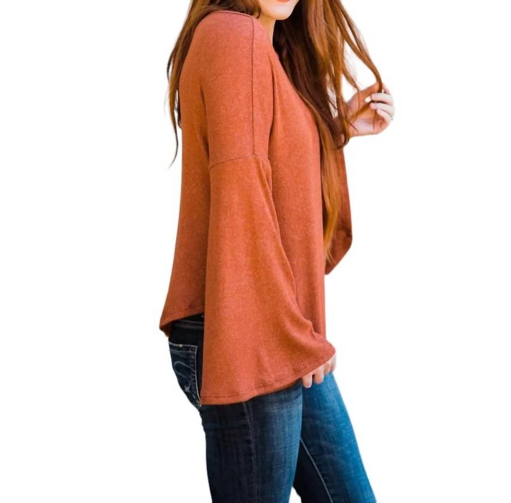 Misty BD Bell Sleeve Top In Brick 3