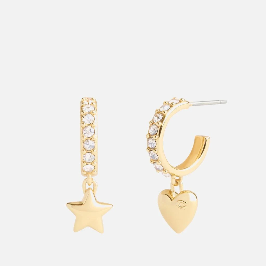 Coach Coach Signature Gold-Tone Heart and Star Charm Huggie Earrings 2