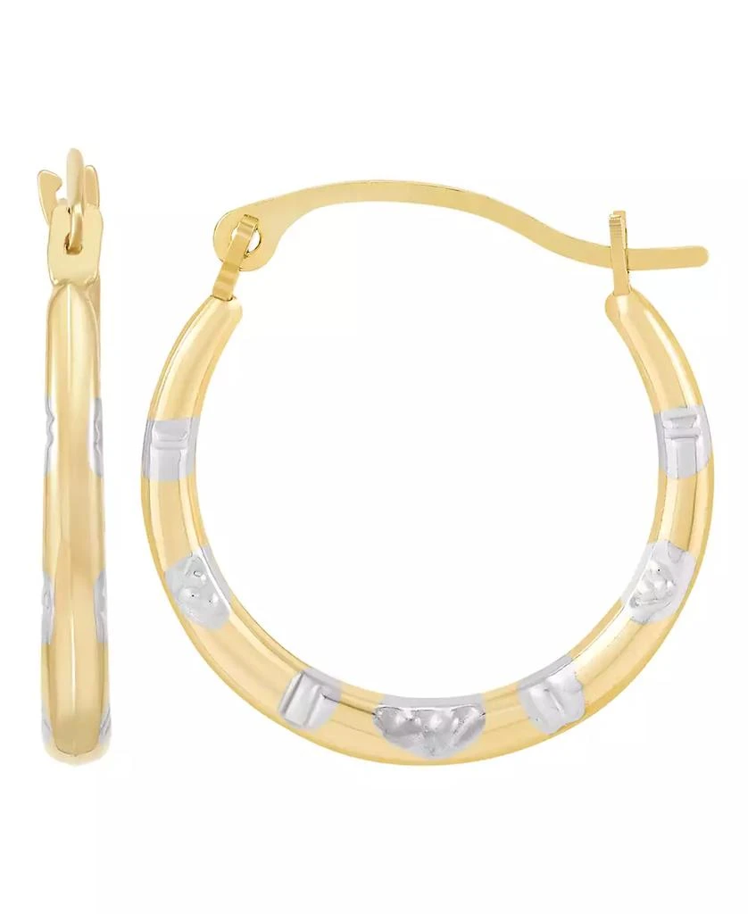 Macy's Polished Pattern Hoop Earrings in 14K Yellow Gold 1