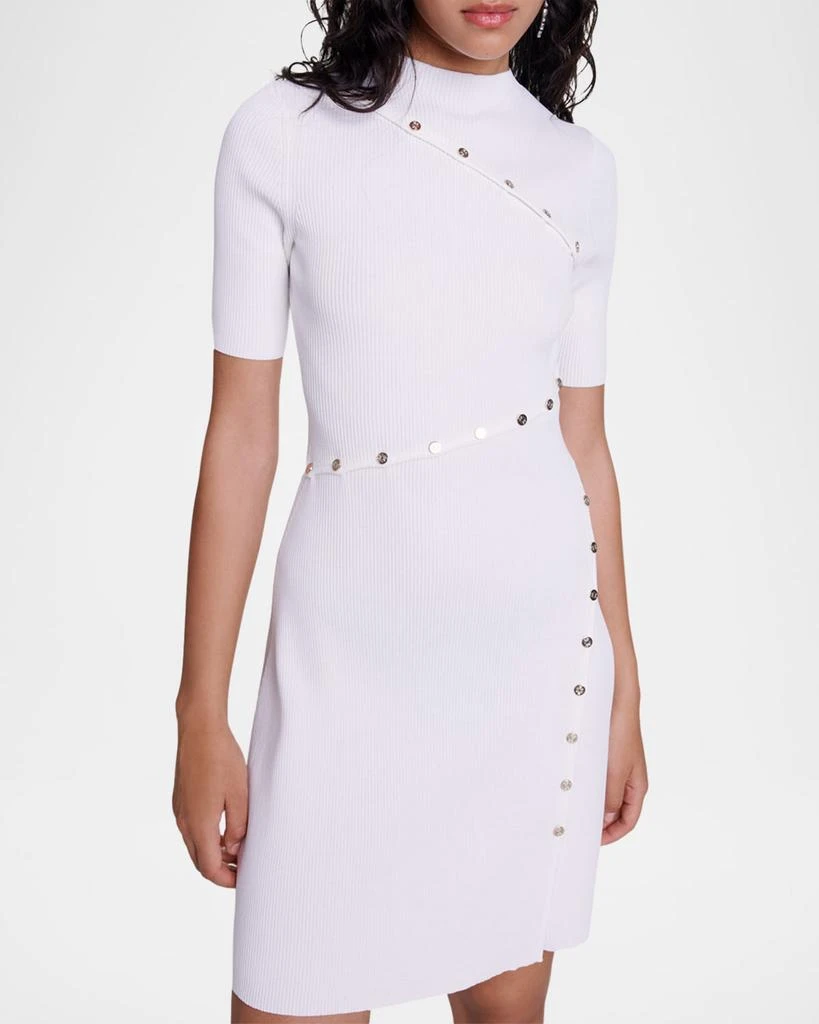Maje Rellier Buttoned Rib Mini Dress 2