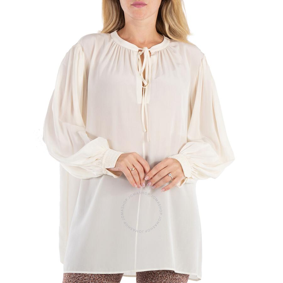 Chloe Ladies Buttercream Lavalliere-Neck Silk Blouse