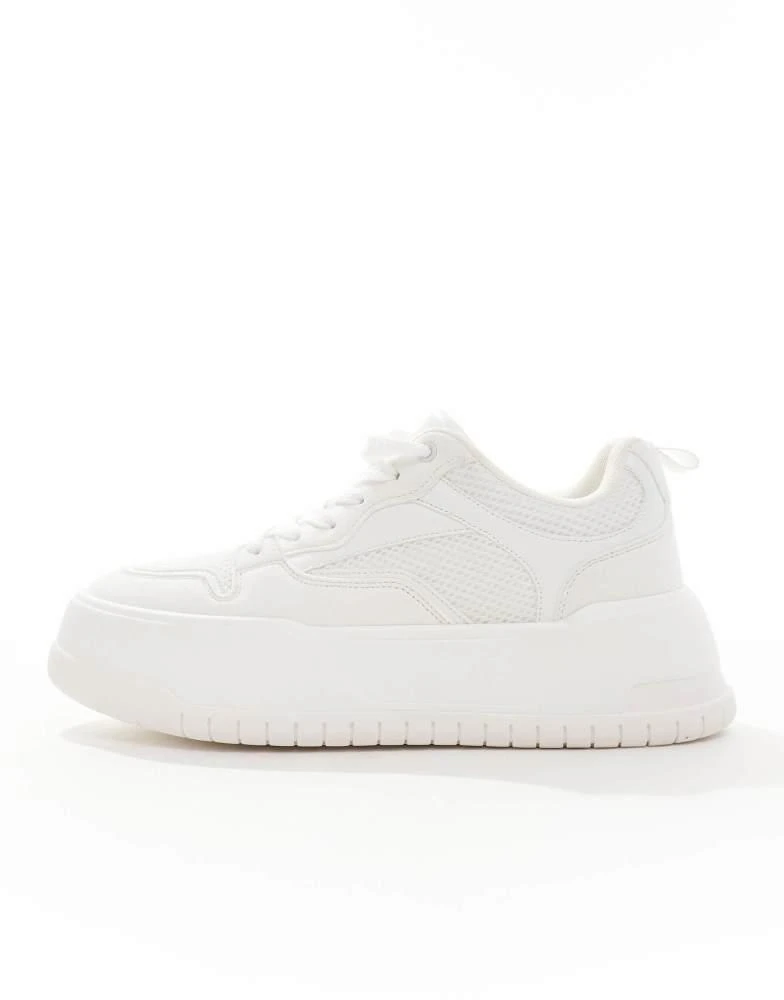 ASOS ASOS DESIGN lace up trainers in white with chunky sole 2