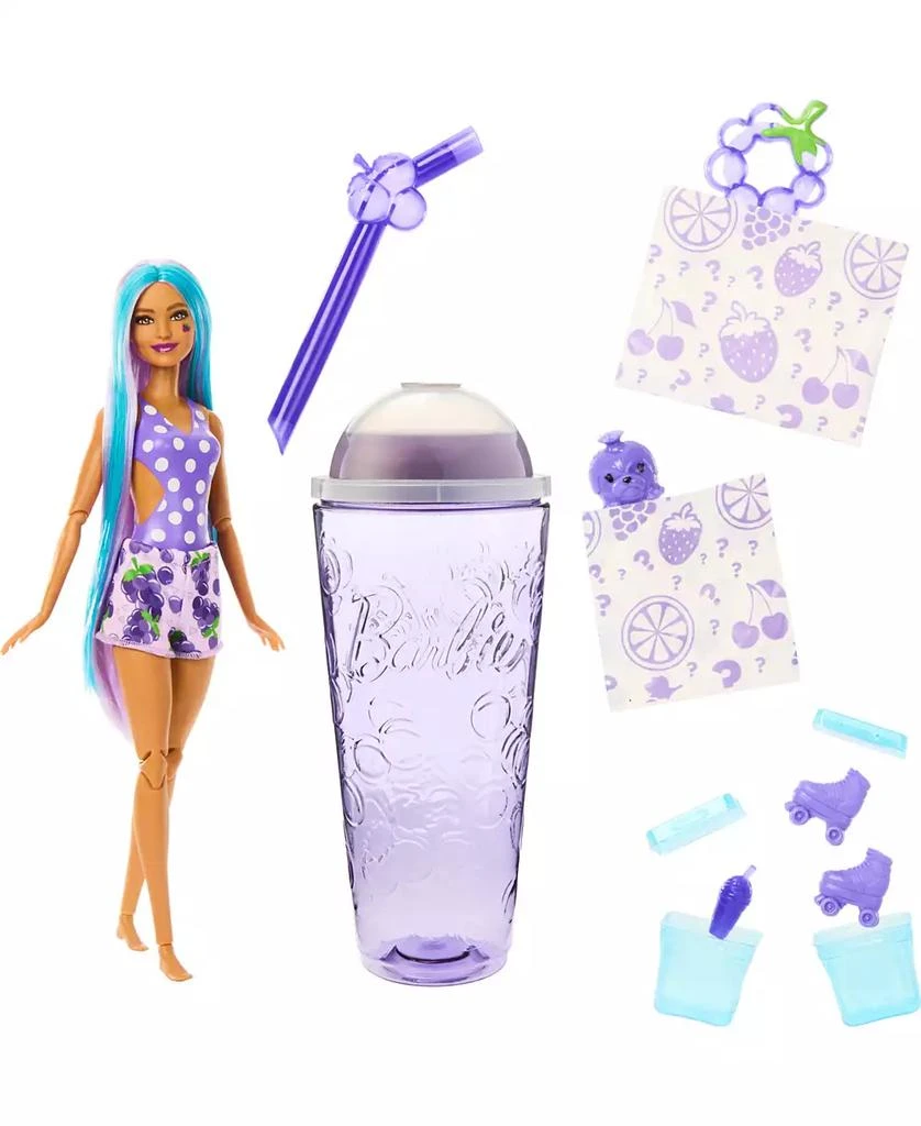 Barbie Pop Reveal Fruit Series Grape Fizz Doll, 8 Surprises Include Pet, Slime, Scent & Color Change 2