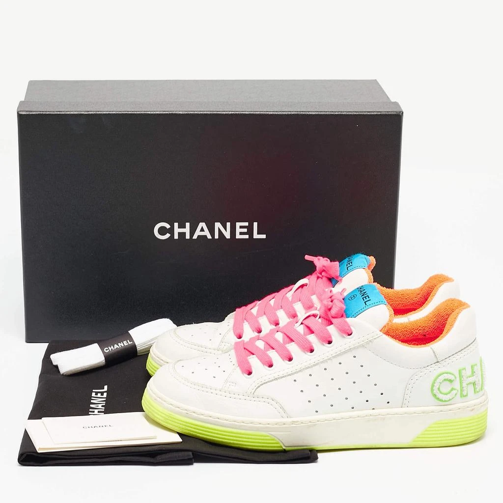 Chanel Chanel White Perforated Leather Logo Low Top Sneakers Size 39 9