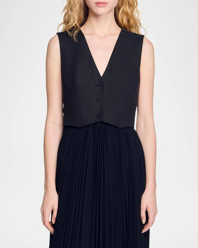 Sandro Montaigne Mixed Media Maxi Dress 6