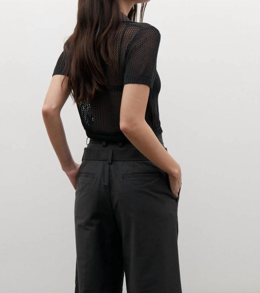 Bayse Lyla Cropped Polo Shirt In Navy